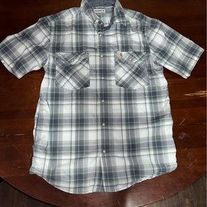 Carhartt Relaxed fit short sleeve Pearl snap button shirt men’s medium plaid